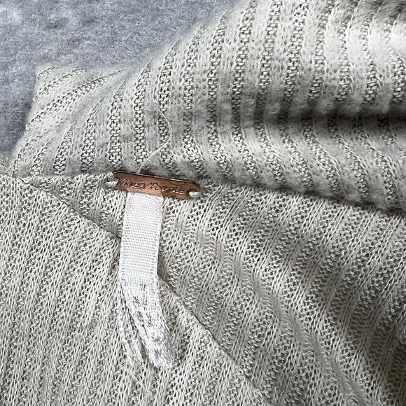 Free People Marley Shirt L Off White Off The Shoulder Ribbed V-Neck Pullover - Picture 11 of 12